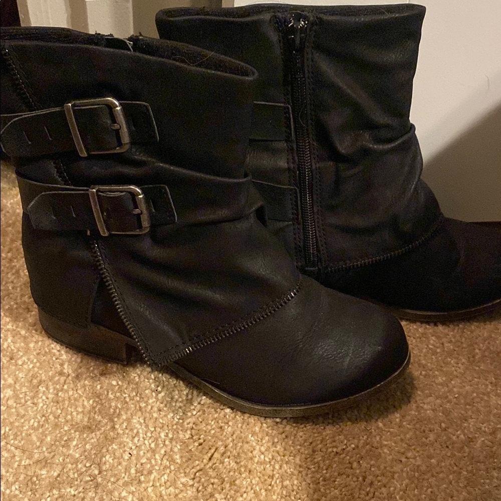Kohl's Black Ankle Booties with Buckle Straps